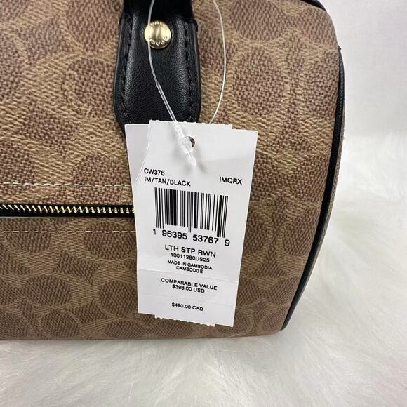 Coach Rowan Satchel Bag Crossbody In Signature Canvas In Tan/Black CW376 NWT - Picture 4 of 9